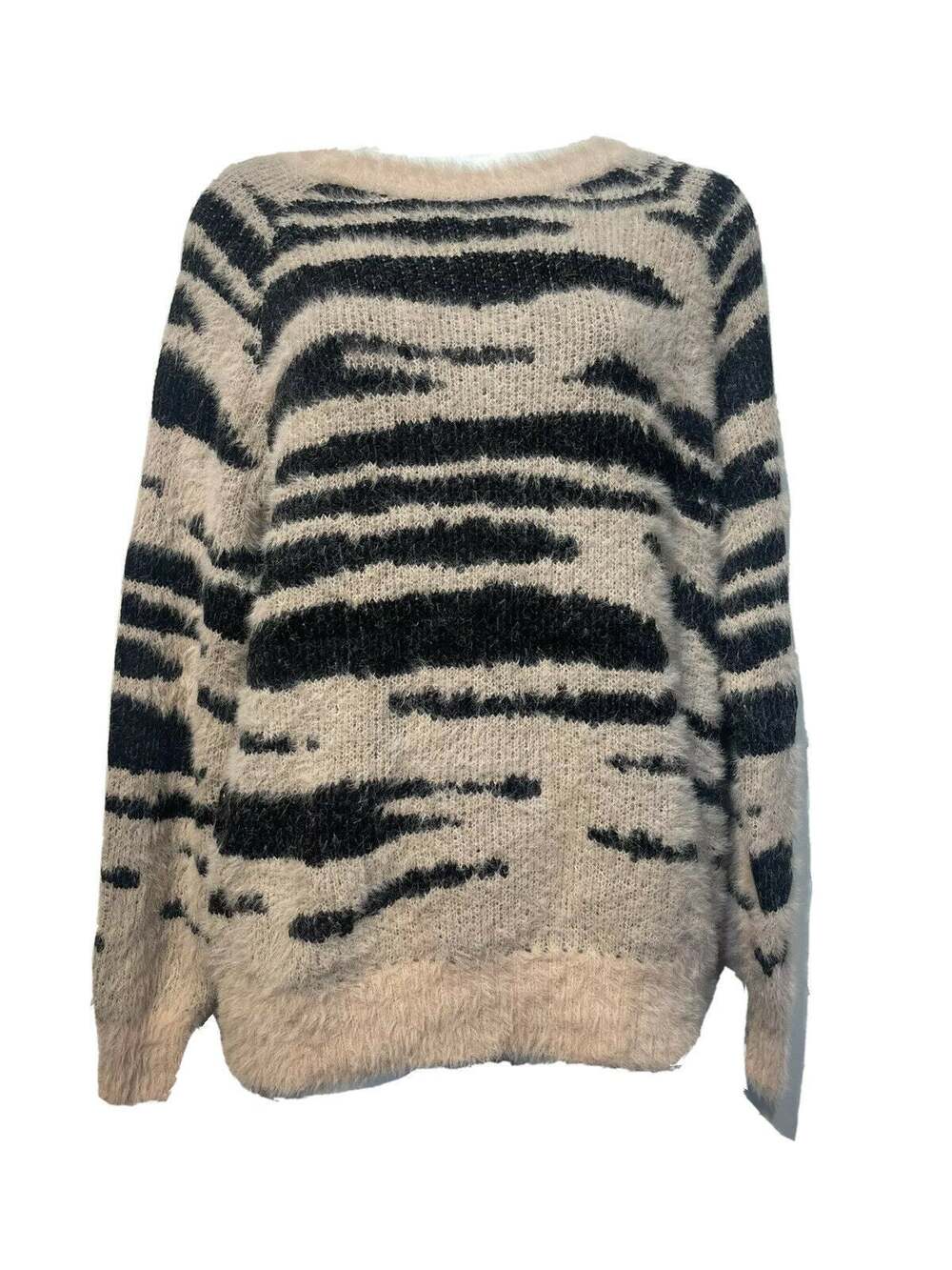 Cotton Emporium Women’s Size L Pink Black Animal Print Sweater